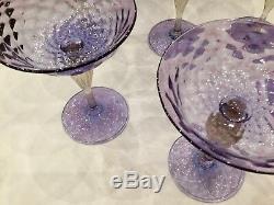 Antique Murano Salviati Venezia Glass Champagne Saucers Gold Flecks Amethyst