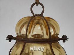 Antique Murano Venetian Lantern Hand Blown Caged Glass Hanging Ceiling Light