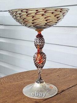 Antique SALVIATI Murano Hand Blown Venetian Art Glass Candy Compote Dish ITALY