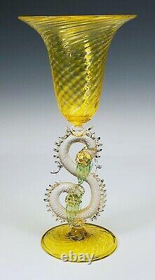 Antique Venetian Murano Salviati Type Art Glass Stemmed Wine Goblet