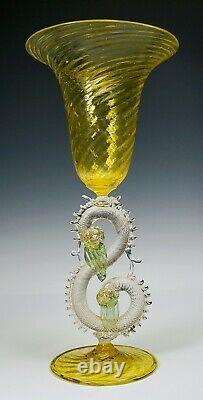 Antique Venetian Murano Salviati Type Art Glass Stemmed Wine Goblet