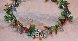 Antique Vintage Handblown Handwired Murano Multi Color Glass Bead Necklace