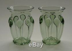 Antique Vittorio Zecchin Cappellin Venini Murano Teardrop Vase Pair Ca. 1920's