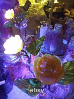 Antique Vtg Murano Hand Blown Glass Vase Set Flowers UV Glow Sea Glass Uranium
