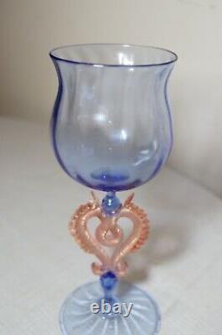 Antique blown Italian Venetian Murano art studio glass goblet chalice stemware