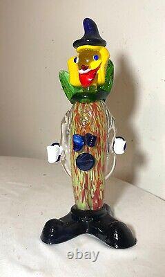 Antique hand blown Italian Murano glass clown sculpture statue figure Venetian