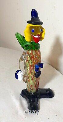 Antique hand blown Italian Murano glass clown sculpture statue figure Venetian