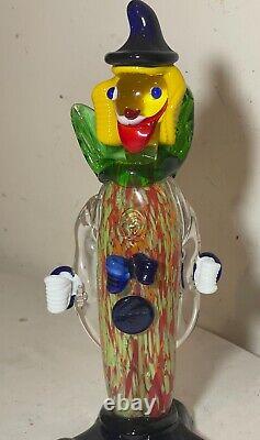 Antique hand blown Italian Murano glass clown sculpture statue figure Venetian