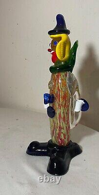 Antique hand blown Italian Murano glass clown sculpture statue figure Venetian