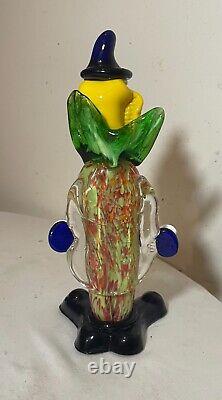 Antique hand blown Italian Murano glass clown sculpture statue figure Venetian