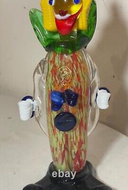 Antique hand blown Italian Murano glass clown sculpture statue figure Venetian