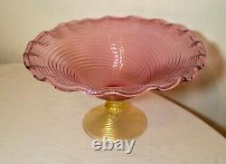 Antique hand blown Italian art glass centerpiece footed bowl Murano vase tazza