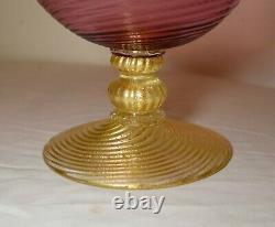 Antique hand blown Italian art glass centerpiece footed bowl Murano vase tazza