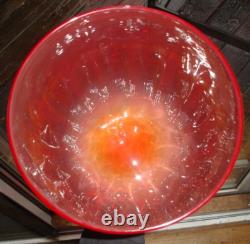 Antique ruby red Murano art glass basket bowl hand blown bubbles egg pontil mark