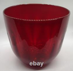 Antique ruby red Murano art glass basket bowl hand blown bubbles egg pontil mark