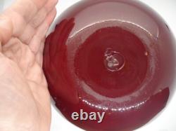 Antique ruby red Murano art glass basket bowl hand blown bubbles egg pontil mark