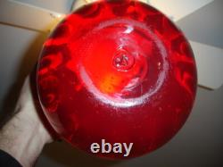 Antique ruby red Murano art glass basket bowl hand blown bubbles egg pontil mark
