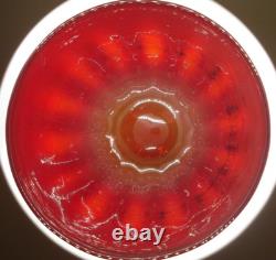 Antique ruby red Murano art glass basket bowl hand blown bubbles egg pontil mark
