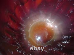 Antique ruby red Murano art glass basket bowl hand blown bubbles egg pontil mark
