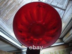 Antique ruby red Murano art glass basket bowl hand blown bubbles egg pontil mark