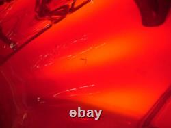 Antique ruby red Murano art glass basket bowl hand blown bubbles egg pontil mark