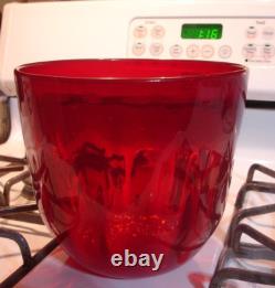 Antique ruby red Murano art glass basket bowl hand blown bubbles egg pontil mark