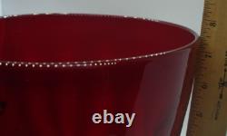 Antique ruby red Murano art glass basket bowl hand blown bubbles egg pontil mark