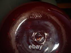 Antique ruby red Murano art glass basket bowl hand blown bubbles egg pontil mark