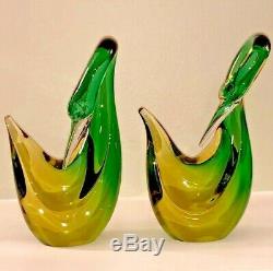 Antonio Da Ros Cenedese Murano Italy Mid Century Pair of Swan or Heron Birds