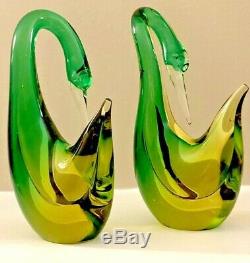 Antonio Da Ros Cenedese Murano Italy Mid Century Pair of Swan or Heron Birds