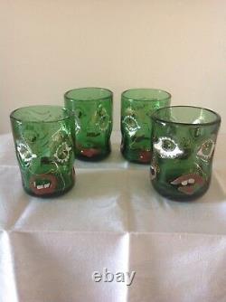 Anzolo Fuga Murano Glass Pitcher And 4 Drinking Glasses Grotesque Cca. 1948