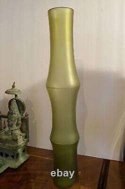 Arcade Italian Murano Hand Blown SIGNED Green Speck Vase 15 Tall