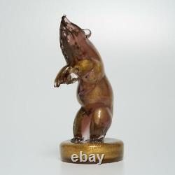 Archimede Seguso Avventurina Murano Glass Standing Bear Table Figure