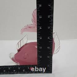 Archimede Seguso Hand Blown Art Glass Pink Alabastro Swimming Gold Fish Figurine