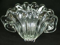 Archimede Seguso Murano Art Glass Clam Shell Sculpture Clear 14 wide