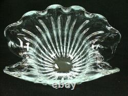 Archimede Seguso Murano Art Glass Clam Shell Sculpture Clear 14 wide