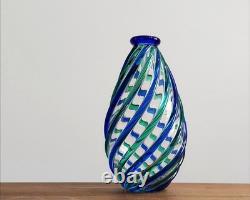 Archimede Seguso Murano Glass Vase Art Glass Hand Blown Italy 7.6 in Clear Used