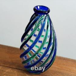 Archimede Seguso Murano Glass Vase Art Glass Hand Blown Italy 7.6 in Clear Used