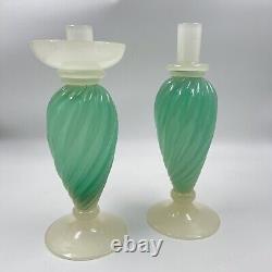 Archimede Seguso Murano Green Alabastro Opalescent Glass 12 Decanters MCM