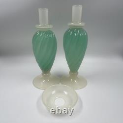 Archimede Seguso Murano Green Alabastro Opalescent Glass 12 Decanters MCM