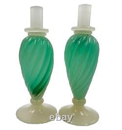 Archimede Seguso Murano Green Alabastro Opalescent Glass 12 Decanters MCM