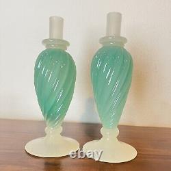Archimede Seguso Murano Green Alabastro Opalescent Glass 12 Decanters MCM