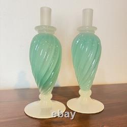 Archimede Seguso Murano Green Alabastro Opalescent Glass 12 Decanters MCM