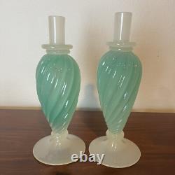Archimede Seguso Murano Green Alabastro Opalescent Glass 12 Decanters MCM