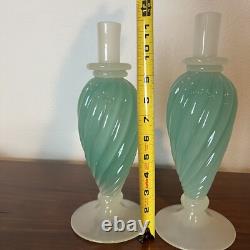 Archimede Seguso Murano Green Alabastro Opalescent Glass 12 Decanters MCM