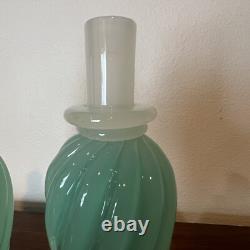 Archimede Seguso Murano Green Alabastro Opalescent Glass 12 Decanters MCM