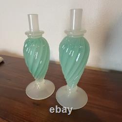 Archimede Seguso Murano Green Alabastro Opalescent Glass 12 Decanters MCM