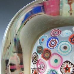Archimede Seguso Murano Incalmo Millefiori Amber Square Glass Bowl