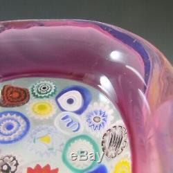 Archimede Seguso Murano Incalmo Millefiori Pink Square Glass Bowl