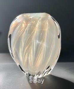 Archimede Seguso Murano Italy Mid Century Opalino Opalescent Ribbed Pillow Vase